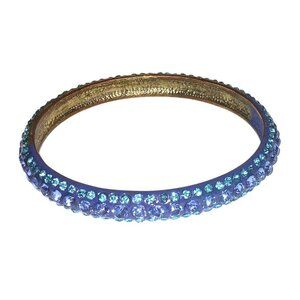 WOMEN'S CRYSTAL BRACELET BLUE AND TURQUOISE TWO-TONE BANGLE